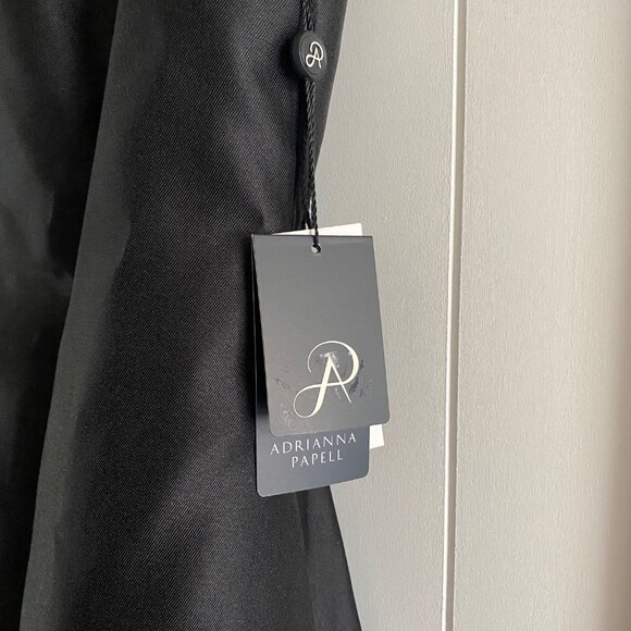 NWT Adrianna Papell Black Boat Neck Sleeveless A-Line Tea Length Dress Size 12 - Picture 5 of 6